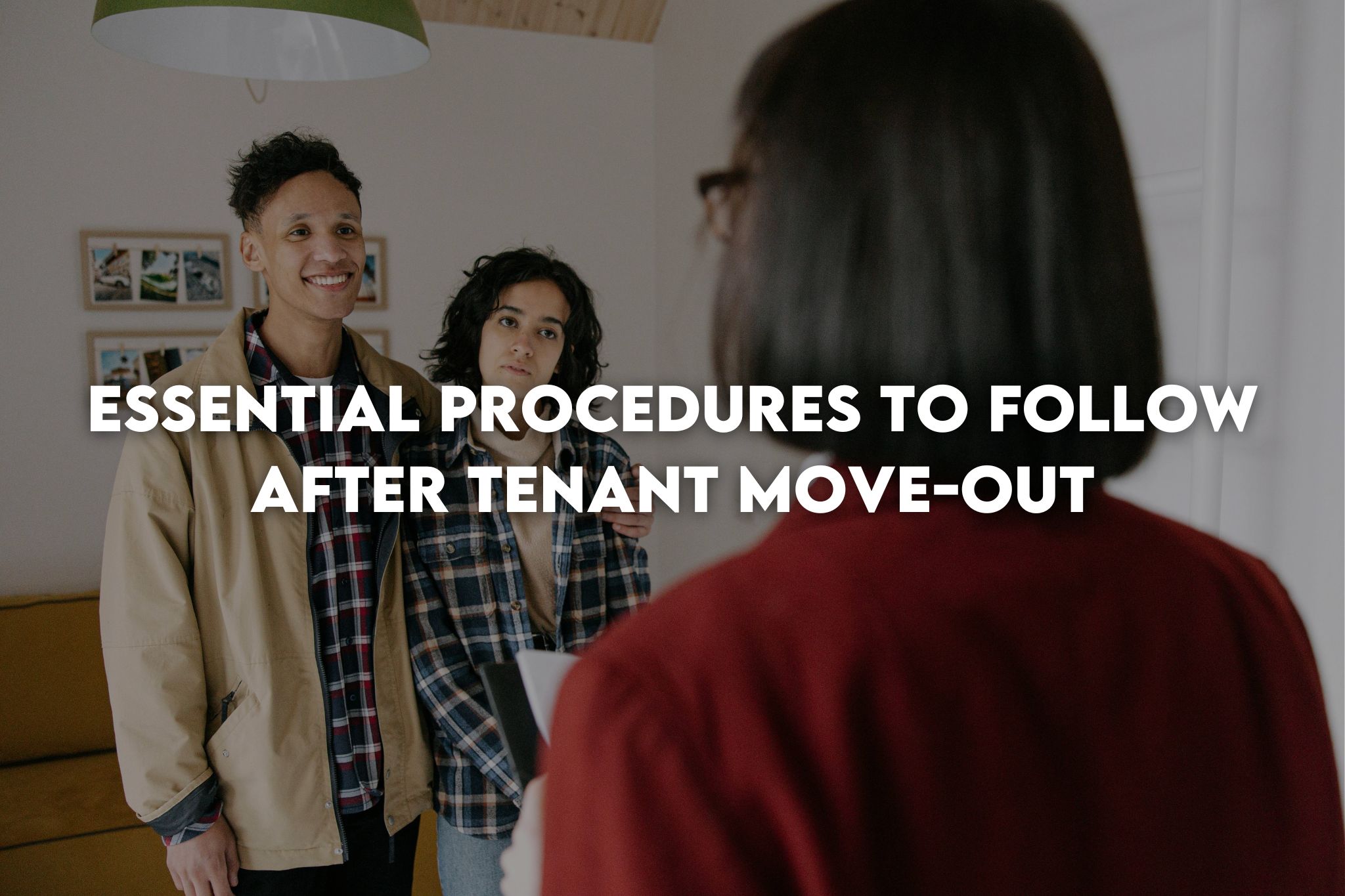 A Couple standing in front of a lady dressed in red